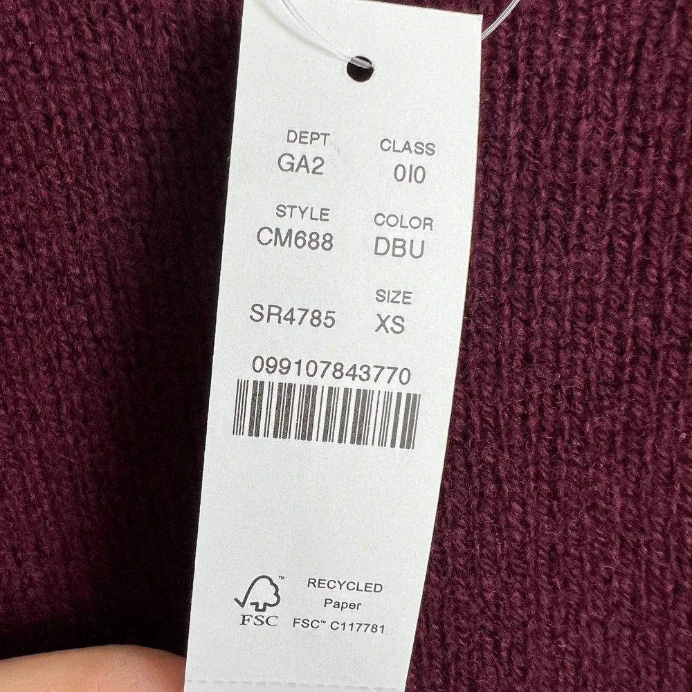 J.Crew Womens Oversized XS Lambswool‎ Short Sleeve Crewneck Sweater Burgundy